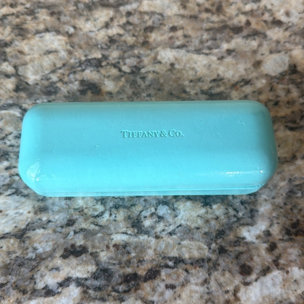 Tiffany & Co. blue and tan eye glass case, authentic